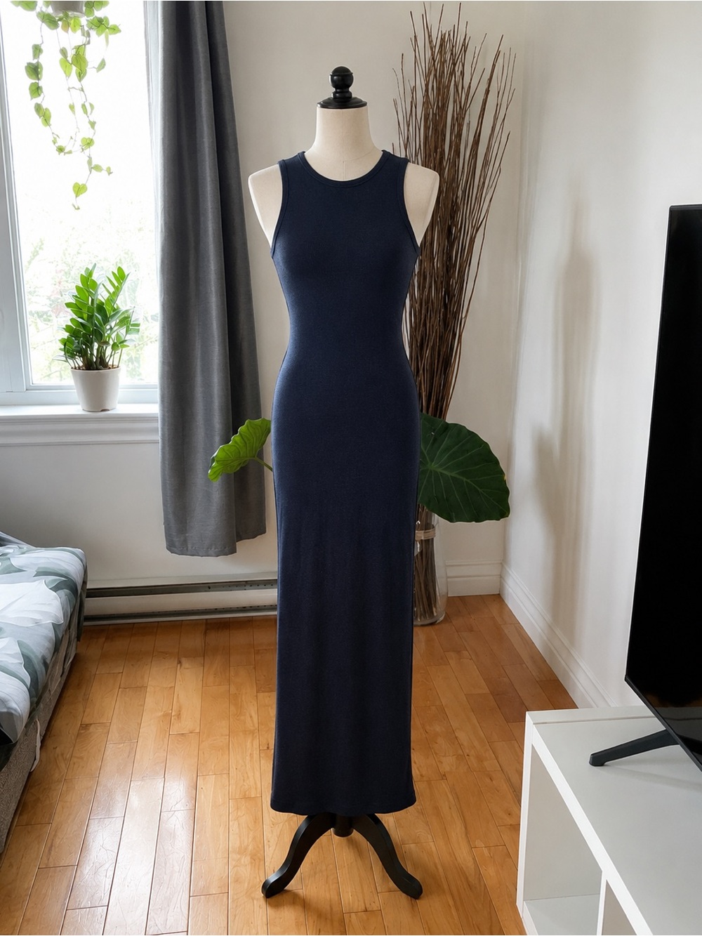 Navy Sleeveless Maxi Dress - Sleek Tank Silhouette